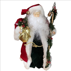 Festive Santa Claus Holiday Figurine - Red, Green, and Gold